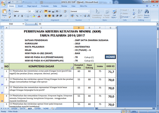 Contoh Kkm Sd
